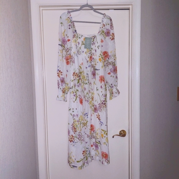 H&M Floral Midi maxi floral Dress with Smocking Cottagecore Prairie - Picture 3 of 6